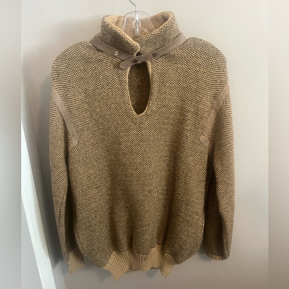 Vintage wool blend academia preppy pockets keyhole sweater - fits med/large